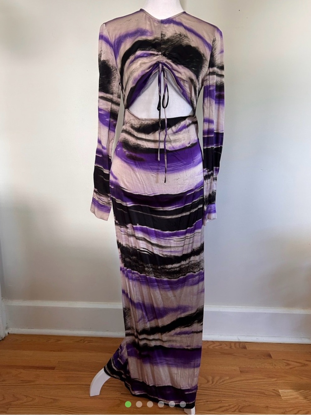 Purple Striped Cutout Maxi Dress - Unbranded